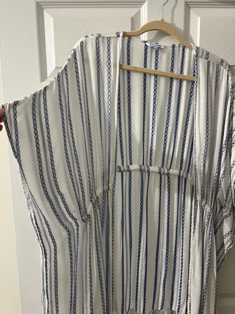 Blue Island Fringe Kimono Shawl Cover-Up - Picture 4 of 7